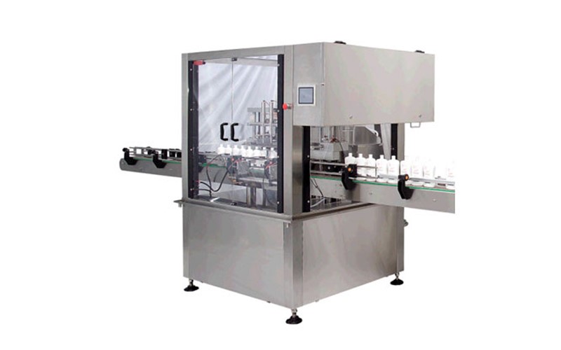 適合產業: 醫藥業, 化學業, 化妝品業…  Model AFG4000全自動充填鎖蓋機主要是設計使用在水質液體及高濃度液體進行充..  填充填範圍可由 50~1000ml 齒輪幫浦的材質使用SUS316L製造. 衛生級的齒輪幫浦設計可使用在生醫藥方面的外用或口服製劑充填. 化粧品可使用液劑至乳膏的製劑充填;液體粘度由65~5000cst. 自動計數檢測無瓶不充填裝置. 5組充填配方,更換容量及瓶型高度完全由HMI執行 客製化裝備可使用異型瓶 備有多種設計可解決充填完成滴落的問題 快速拆除設計;拆卸後放入Autoclave進行滅菌. 產品矽膠管使用符合21CFR PART11 FDA 1772600的原料製造. 充填範圍更換配件可適用由1 - 1000 ml 完整的材證及3Q文件. 機器製造符合cGMP , Pic/s GMP& GAMP5 管制使用.